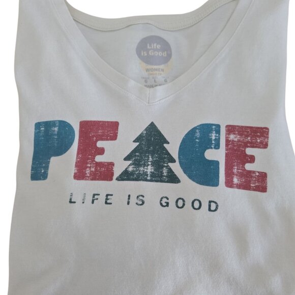 Life is Good Off White PEACE Holiday Long Sleeve Tee Shirt M - Picture 7 of 9